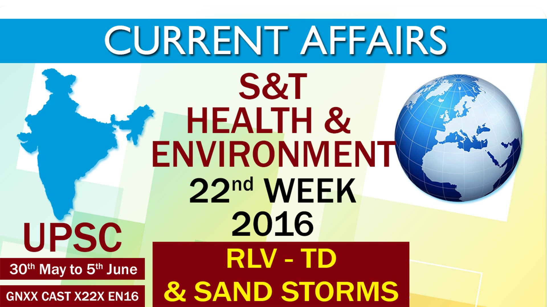 Current Affairs S&T, Health & Environment 22nd Week (30th May to 5th June) of 2016