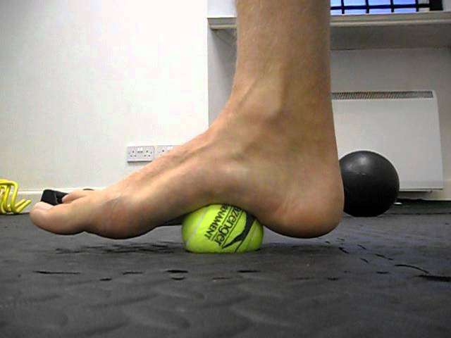 Pain In Arch Of Foot: Plantar Fasciitis Treatment – Tennis Ball Massage.