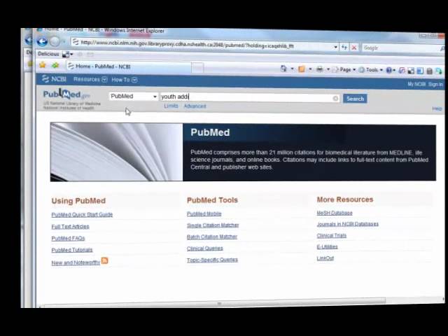 Access full-text articles using PubMed at Capital Health